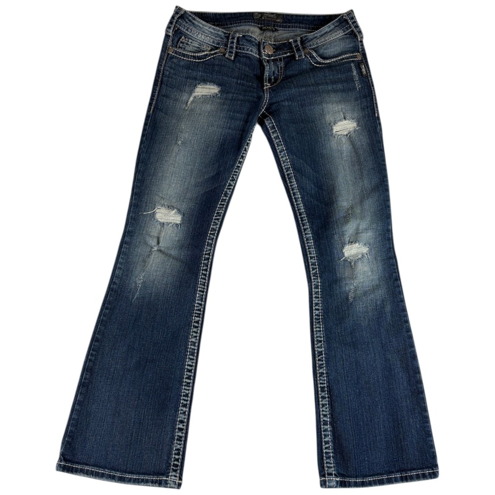 Silver Jeans Co. Pioneer Bootcut Jeans Womens‎ 29x31 (32x29.5) Blue Distressed